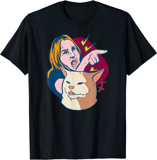Discover T-shirt Masculina Feminina Mulher Zangada e Meme do Gato