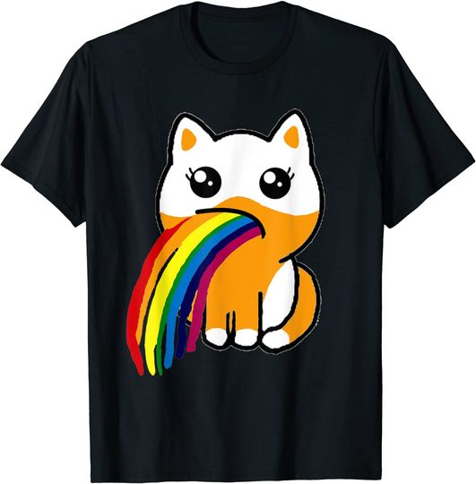 Discover T-shirt Unissexo Meme do Gato Arco-íris