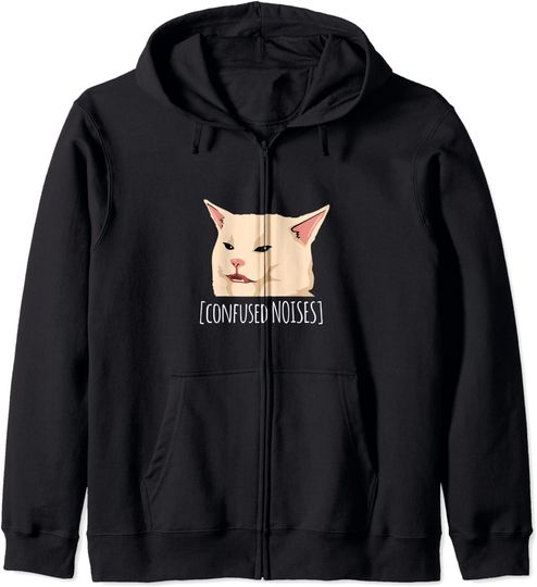 Discover Meme do Gato Gato Na Mesa de Jantar | Hoodie Sweatshirt com Fecho-Éclair Unissexo