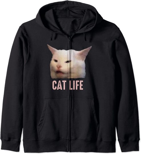 Discover Cat Life Meme do Gato | Hoodie Sweater com Fecho-Éclair Masculino Feminino