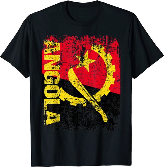 Discover ANGOLA Bandeira T-Shirt Camiseta Manga Curta Bandera Angola
