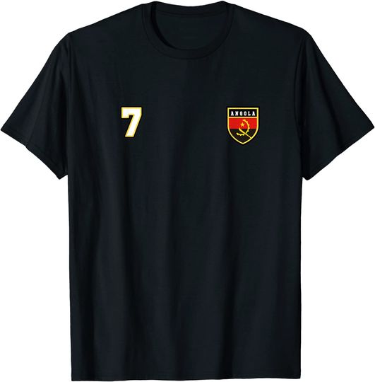 Discover Angola Número 7 Bandera de Fútbol T-Shirt Camiseta Manga Curta Bandera Angola