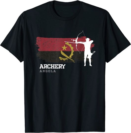 Discover Angola Tiro com Arco Flecha T-Shirt Camiseta Manga Curta Bandera Angola