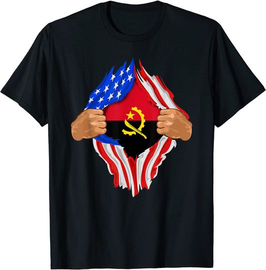 Discover Angolan Blood Inside Me T-Shirt Camiseta Manga Curta Bandera Angola