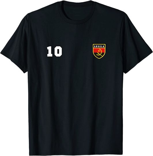 Discover Camiseta Angola Número 10 T-Shirt Camiseta Manga Curta Bandera Angola