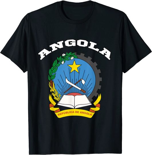 Discover T-Shirt Camiseta Manga Curta Bandera Angola para Presente de Lembrança de Angola