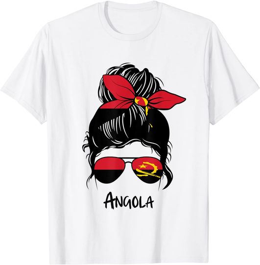 Discover Angola Menina T-Shirt Camiseta Manga Curta Bandera Angola