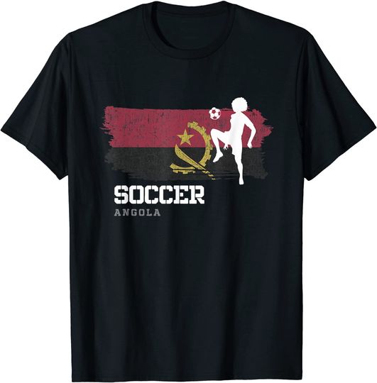 Discover Fútbol Angola T-Shirt Camiseta Manga Curta Bandera Angola