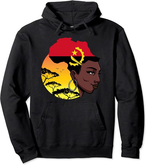Discover Angola Queen Black Hoodie Sweater Com Capuz Bandera Angola