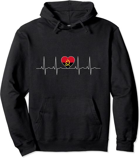 Discover Bandera de Angola Heartbeat Hoodie Sweater Com Capuz Bandeira Angola