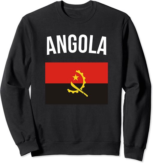 Discover Angola Texto Arqueado Suéter Sweatshirt Bandera Angola