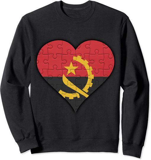 Discover Suéter Sweatshirt Bandera Angola Corazón
