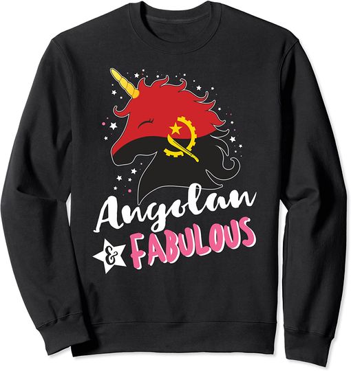 Discover Unicornio Suéter Sweatshirt Bandera Angola