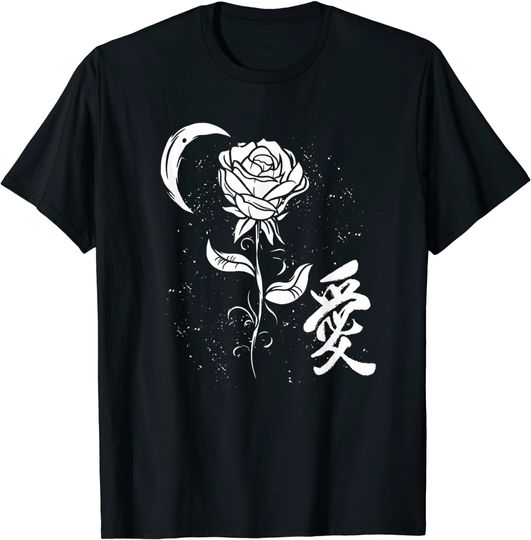 Discover T-Shirt Camiseta Manga Curta Rosas Pretas