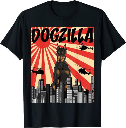 Discover T-shirt Unissexo Dogzilla Pinscher Alemão