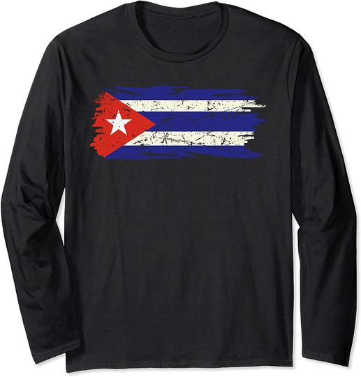 Discover Camisola de Mangas Compridas Vintage Bandeira de Cuba