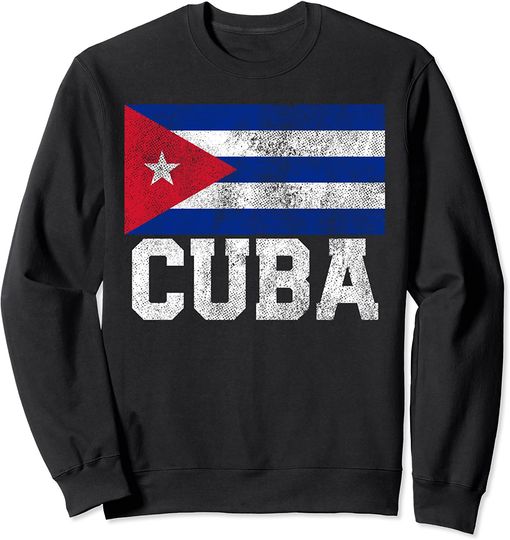Discover Suéter Sweater Unissexo Vintage Bandeira de Cuba