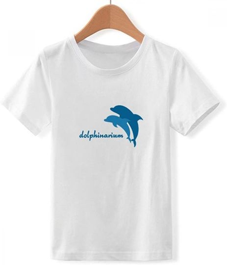 T-Shirt  Para Homem Mulher Criança Golfinho Azul Lindo