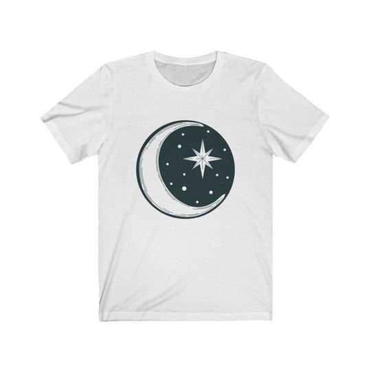 T-Shirt Camiseta Manga Curta Para Homem Mulher Criança Lua e Estrelas