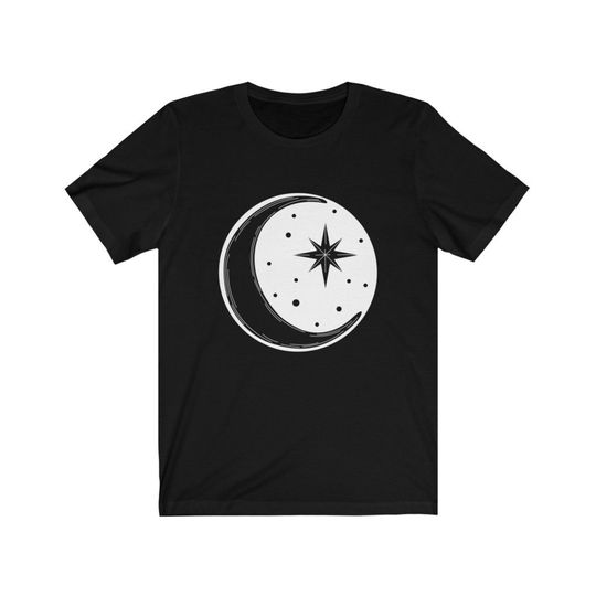 Discover T-Shirt Camiseta Manga Curta Para Homem Mulher Criança Lua e Estrelas