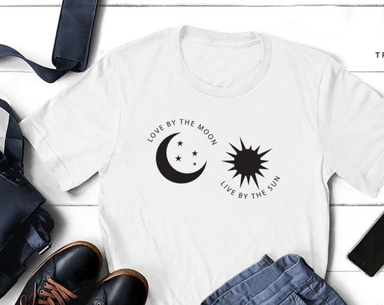 Lua e Estrelas T-Shirt Para Homem Mulher Criança Lua e Estrelas
