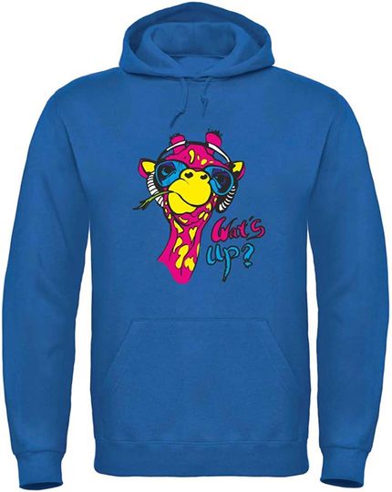 Discover Hoodie Sweater com Capuz Unissexo Girafa Colorida Wat’s Up