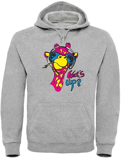 Discover Hoodie Sweater com Capuz Unissexo Girafa Colorida Wat’s Up