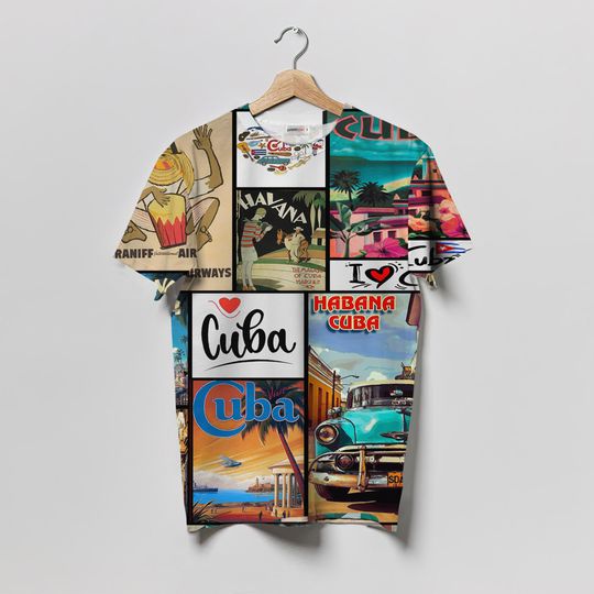 Discover Camiseta unissex Cuba 3D com estampa completa