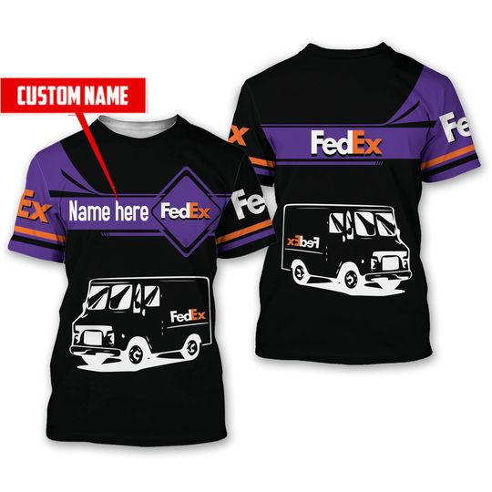 Discover Camiseta de caminhão Fedex presente com nome personalizado 3D para motorista de entrega