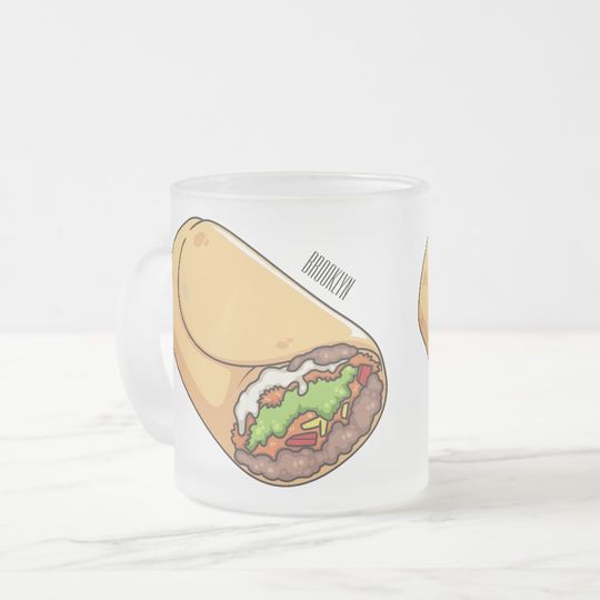 Discover Burrito cartoon illustration frosted glass coffee mug