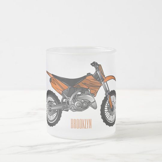 Discover Dirt bike off-road motorcycle / motocross cartoon frosted glass coffee mug