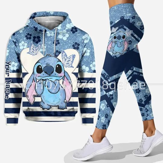 Discover 2024 New Angle 3D Hoodie Women's Set Yoga Pants Sports Disneyyy