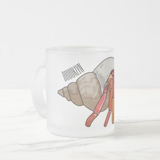 Discover Hermit crab cartoon illustration frosted glass coffee mug