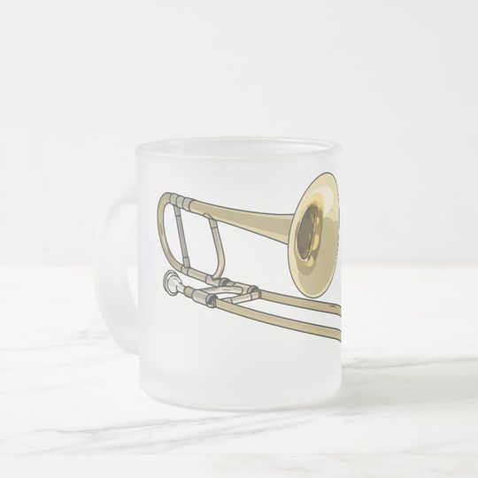 Discover Trombone cartoon illustration frosted glass coffee mug