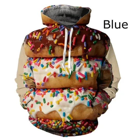 Discover Men and Women Fashion 3D Hoodies Ramen Food Hamburger and Chips