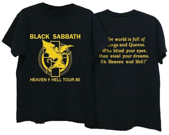 Discover 1980 Black Sabbath Heaven And Hell Tour Tshirt Heavyweight T-shirt Men's - Black, Size S