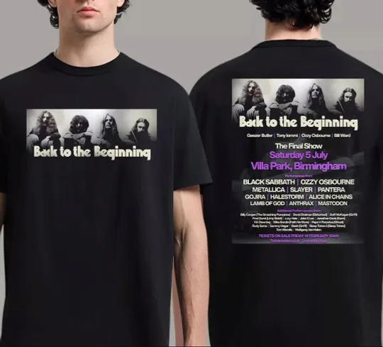 Discover Black Sabbath Back To The Beginning Villa Park Birmingham 2025 Shirt Heavyweight T-shirt Men - Black, Size 2XL