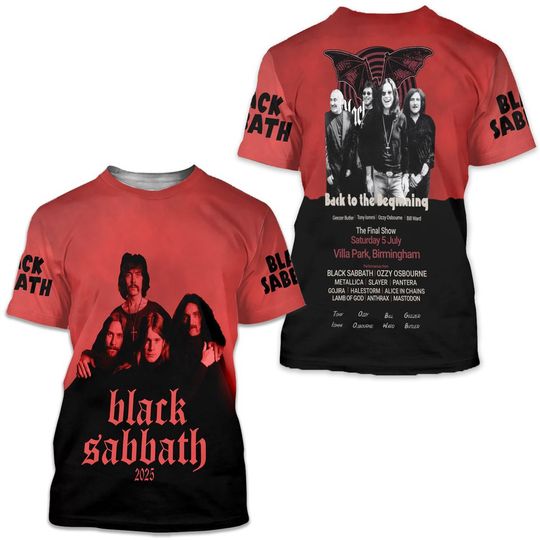 Discover Black Sabbath & Ozzy Tour 2025 Shirt – Full Print 3D Rock Tee USA Fans Classic 3D T-shirt Unisex, Size XL