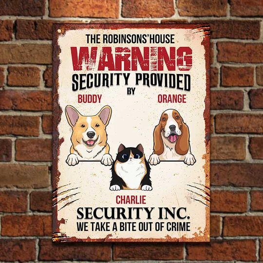 Discover Security Inc. By Our Cats And Dogs - Personalized Metal Sign