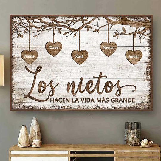 Discover The grandchildren make the biggest life - Horizontal personalized poster spanish