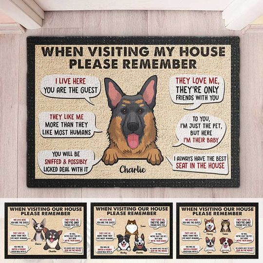 Discover Remember These Rules When Visiting Our House - Personalized Decorative Mat