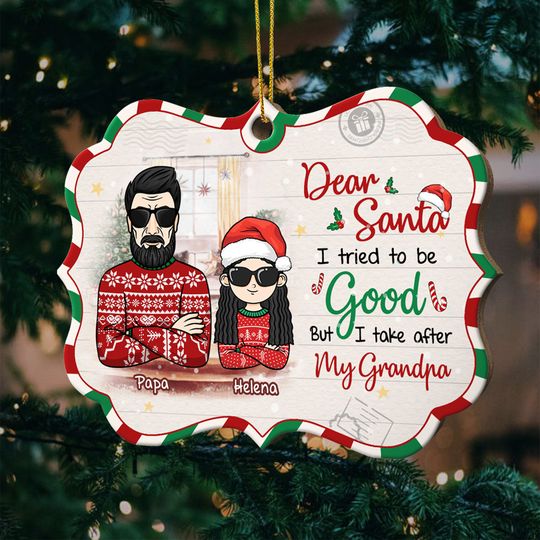Discover I Tried To Be Good But I Take After My Grandpa - Personalized Shaped Ornament