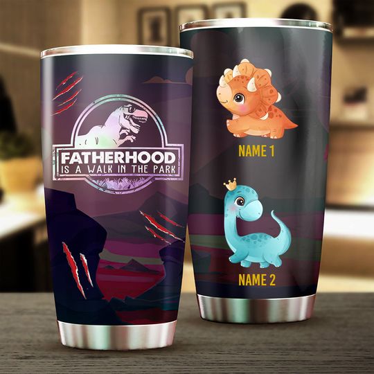 Discover Gift for Dad - Fatherhood Is A Walk In The Park - Dark Ver. - Personalized Tumbler