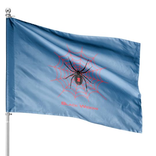 Discover Black Widow Spider on Web | Red Design House Flags
