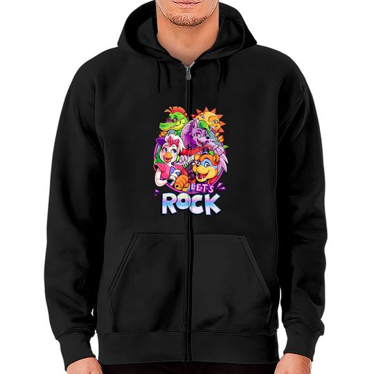 Discover Let's ROCK Security Breach - Fnaf - Zip Hoodies