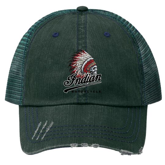 Discover Indian Custom Motorcycle Racer biker vintage printed Trucker Hats
