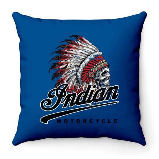 Discover Indian Custom Motorcycle Racer biker vintage printed Throw Pillows