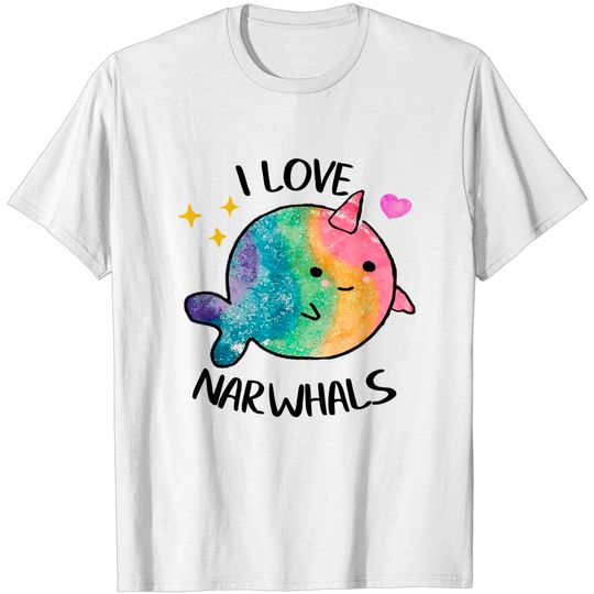 Discover Kids I Love Narwhals Rainbow Whale Kids Colorful So Kawaii Cute T-Shirt