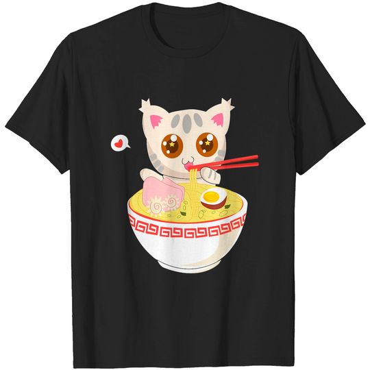 Discover Korean Clothes For Teen Girls Japanese Fashion Ramen Cat T-Shirt