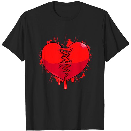 Discover Black Broken Heart T-shirt Sad Valentine Break-up Divorce